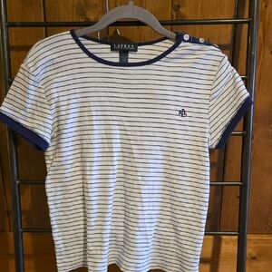 Lauren Ralph Lauren Navy and White Striped Tee